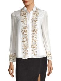 Alice + Olivia Zita Embellished Tuxedo Shirt at Saks Fifth Avenue